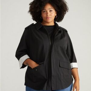 Universal Standard Upstate Stretch Cotton Twill Manor Jacket in Black